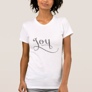 Camiseta Glitter de Prata do Script Joy
