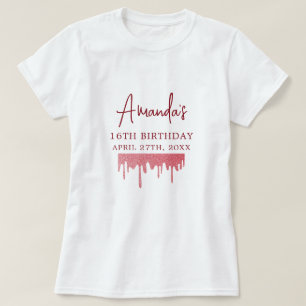 Camiseta Glitter Dourado de Rosa chic Doce 16 Aniversário