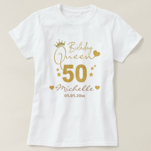 Camiseta Glitter Dourado personalizado 50º aniversário da R