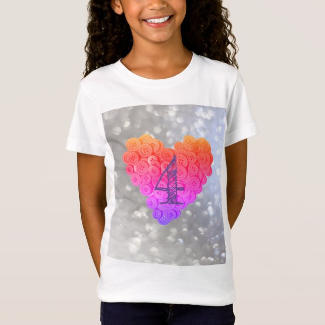 Camiseta Glitter Glamor Heart 4th Aniversário (Frente)