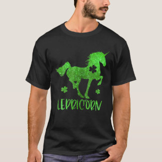 Camiseta Glitter Lepricorn Irish Lucky Shamrock Clover Rua 