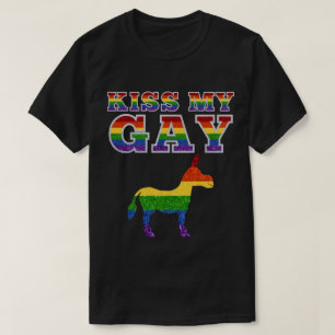 Camiseta Glitter LGBT Arco-Íris Beija Meu Engraçado