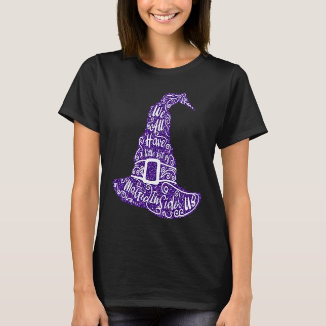 Camiseta Glitter Purple Witold Magic Hat Halloween Figurume (Frente)