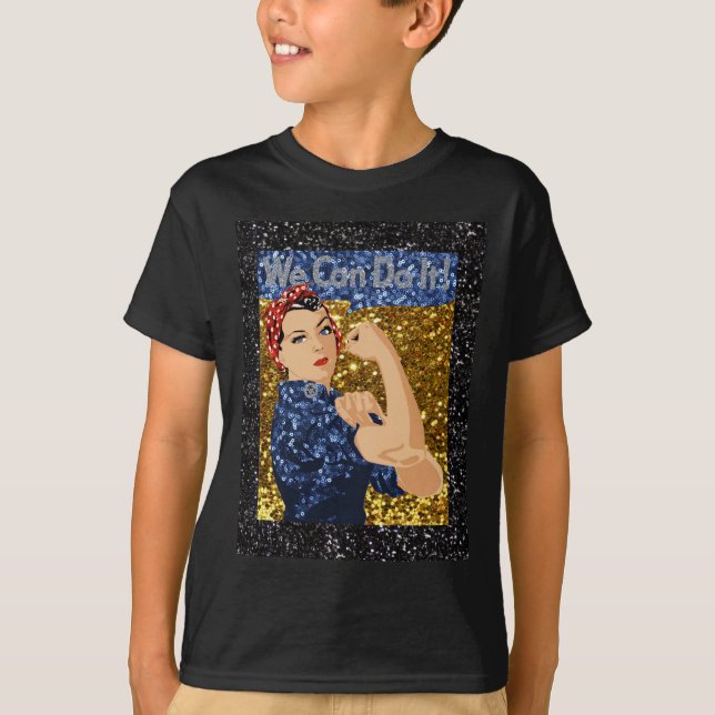 Camiseta glitter rosie, o rivete (Frente)