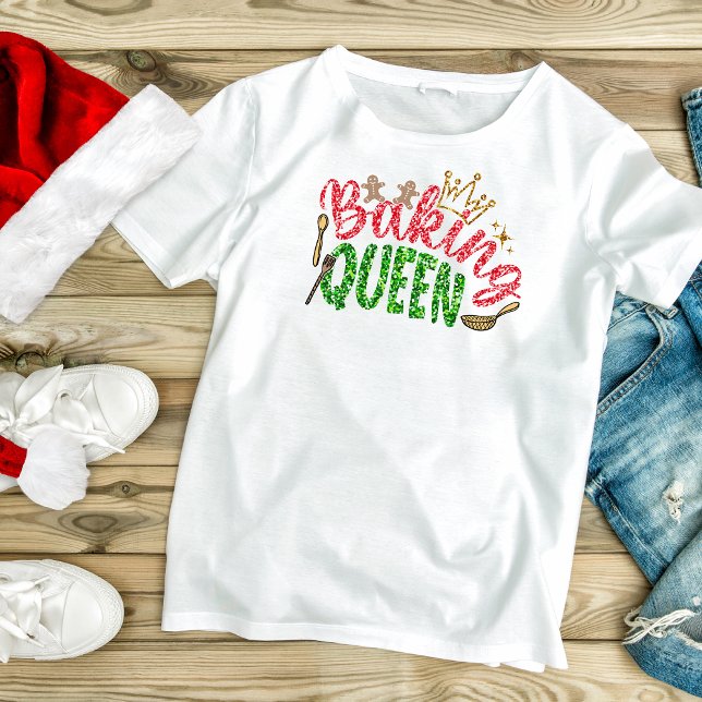Camiseta Glitter Verde Baking Rainha Personalizada Bling (Criador carregado)