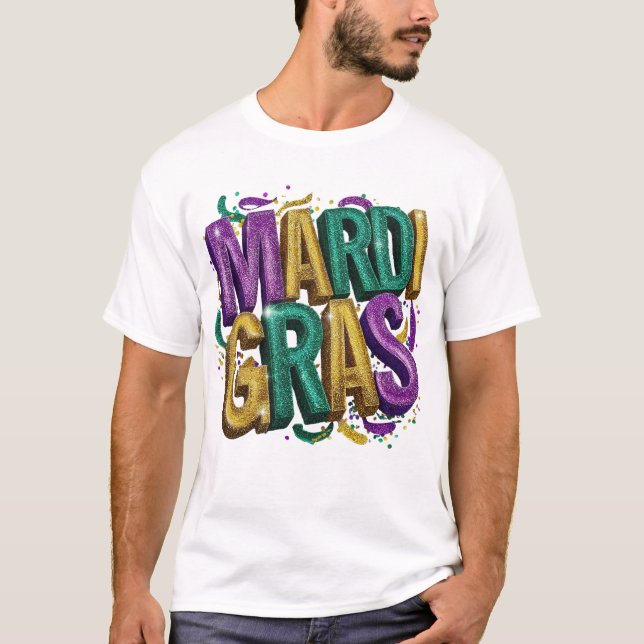Camiseta Glittery Mardi Gras Gras Women's T-Shirt, Purple G (Frente)