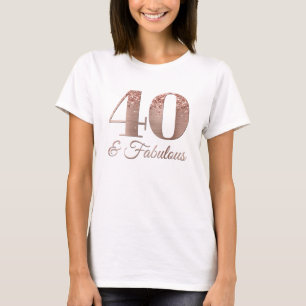Camiseta Glittery Rose Gold Foil 40 & Fabuloso