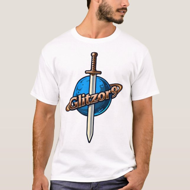 Camiseta Glitzor9 Crest: Sword & Rings Logo T-Shirt (Frente)