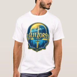 Camiseta Glitzor9 Skyline Badge — Planet & Blade Emblem