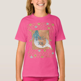 Camiseta Glitzy Aqua Smermaid Blue Sparkle Glitter