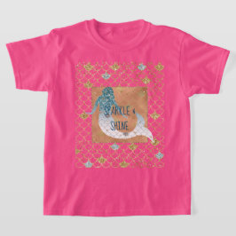 Camiseta Glitzy Aqua Smermaid Blue Sparkle Glitter