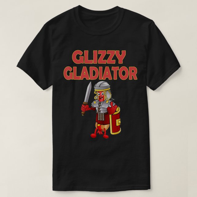 Camiseta Glizzy Gladiator Hot Dog em fantasia de armadura (Frente do Design)