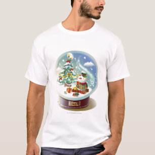Camiseta Globo da neve com boneco de neve e árvore de Nata