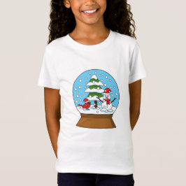 Camiseta Globo de Neve com Cardeal Snowman e Pine Tree