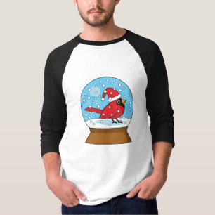 Camiseta Globo de Neve com Cardeal Vermelho Bonito