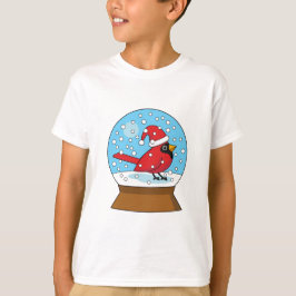 Camiseta Globo de Neve com Cardeal Vermelho Bonito