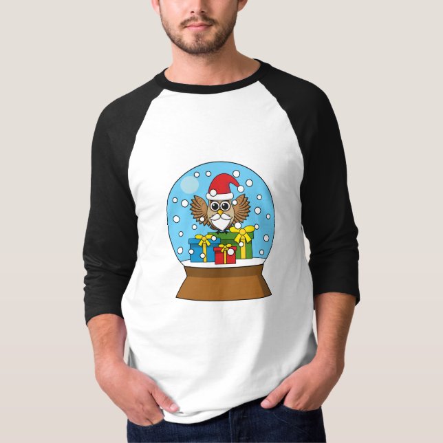 Camiseta Globo de Neve com Santa Claus Owl (Frente)