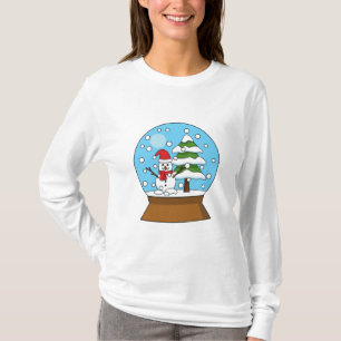 Camiseta Globo de Neve com Snowman e Pine Tree