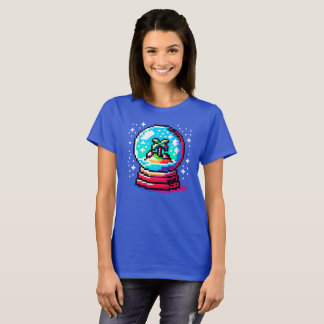Camiseta Globo Tropical de Neve Única Pixel Art Beach Winte