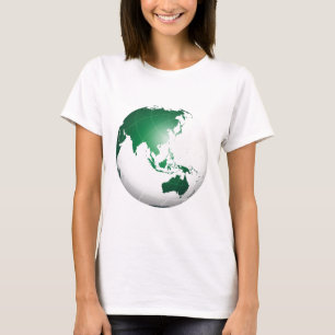 Camiseta Globo verde de Ásia Austrália Oceania