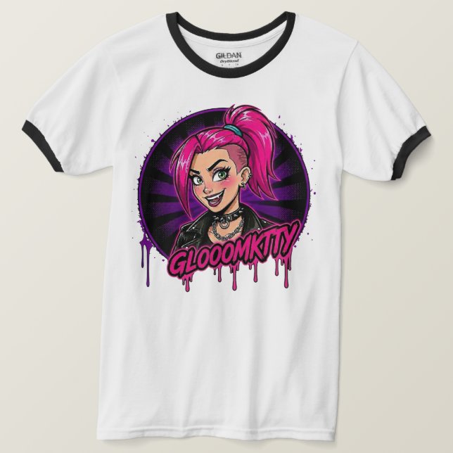 Camiseta Gloomkitty Ringer (Frente do Design)