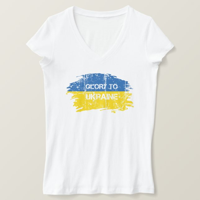 Camiseta Glória À Ucrânia - Bandeira Ucraniana (Frente do Design)