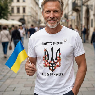 Camiseta Glória à Ucrânia. Glória aos Heróis. Tridente. Tri