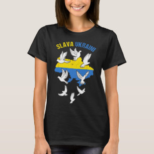 Camiseta Glória à Ucrânia Mapa da Ucrânia Bandeira Pombas D