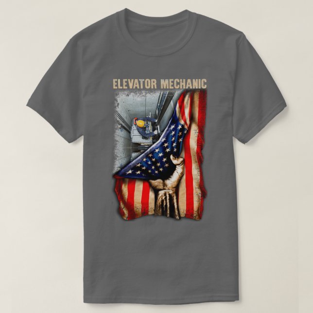 Camiseta Glorioso Mecanismo de Elevador Americano (Frente do Design)