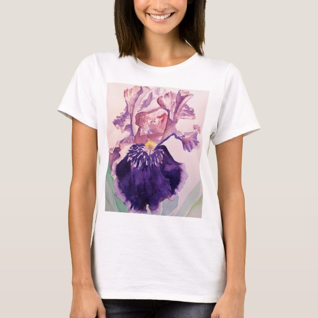 Camiseta Gloriouses Púrpura Iris Watercolor Painting (Frente)