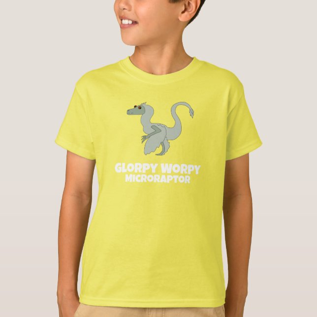 Camiseta Glorpy Worpy Microraptor Dino (Frente)