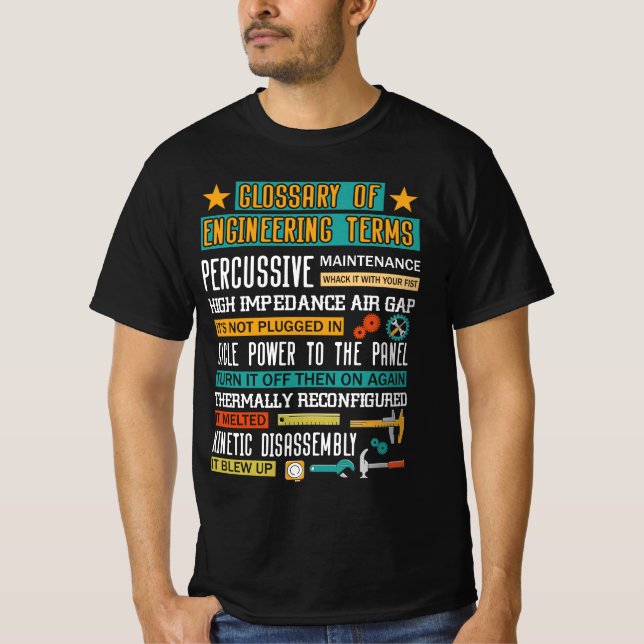 Camiseta Glossário de Termos de Engenharia - Funny Engenhei (Frente)