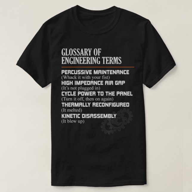 Camiseta Glossário de Termos de Engenharia - Funny Engenhei (Frente do Design)