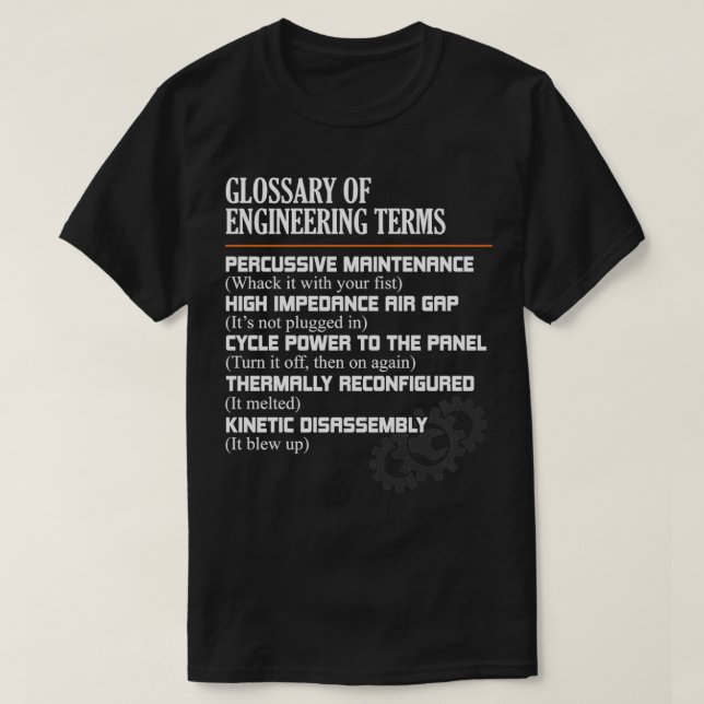 Camiseta Glossário de Termos de Engenharia - Funny Engenhei (Frente do Design)
