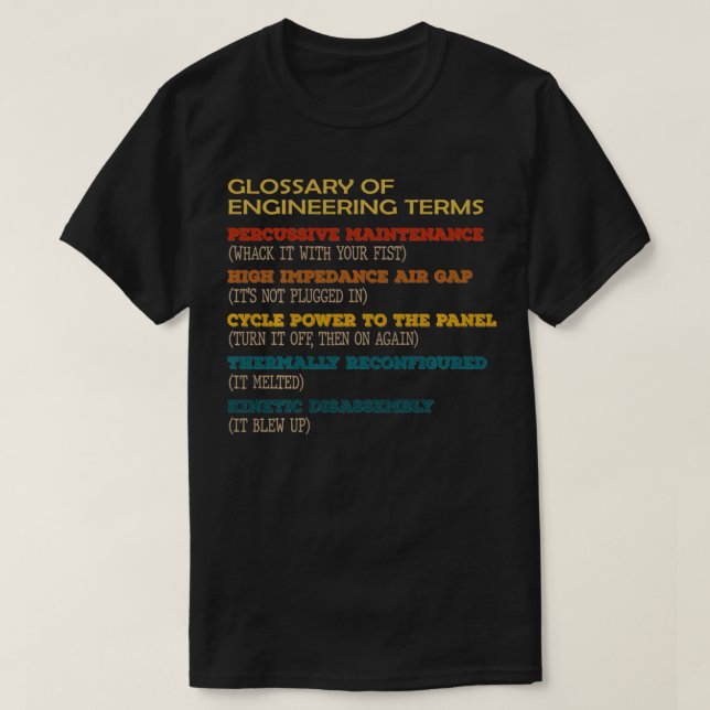 Camiseta Glossário engraçado de termos de engenharia Figuri (Frente do Design)