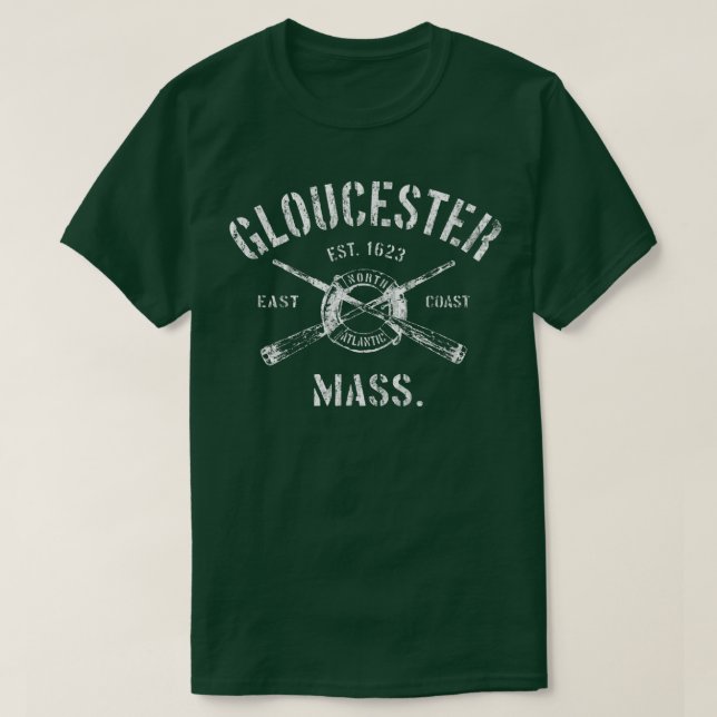 Camiseta Gloucester Mass T  Vintage Glosta Nautical Boating (Frente do Design)