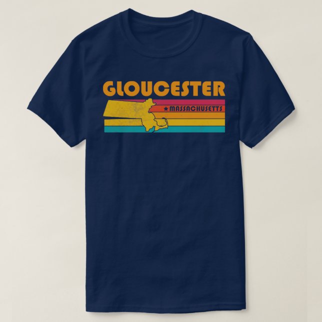 Camiseta Gloucester Massachusetts Vintage aflita Souven (Frente do Design)