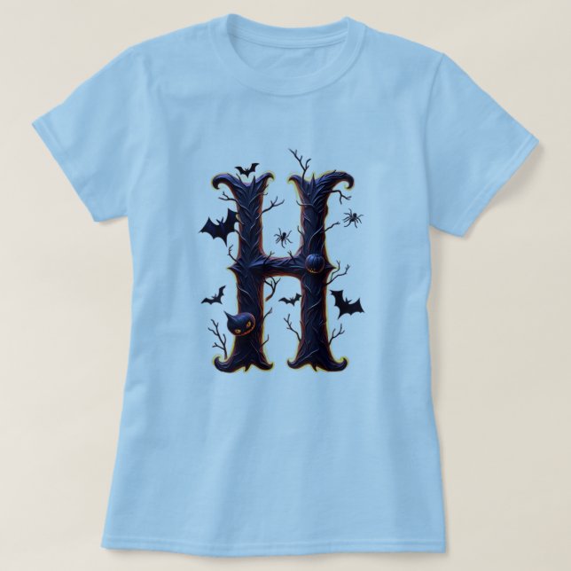 Camiseta Glow-in-the-Dark Halloween H (Frente do Design)