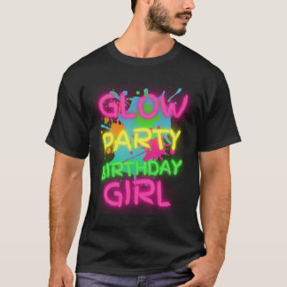 Camiseta Glow Party Squad Birthday Girl Paint Splatter Glow
