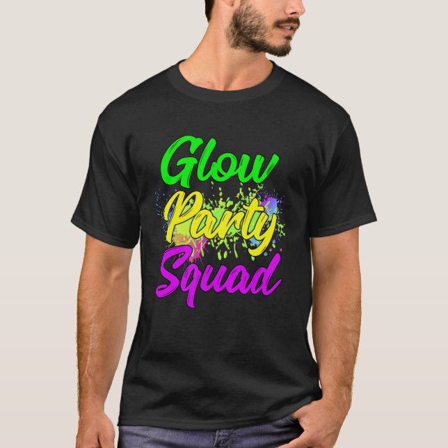 Camiseta Glow Party Squad Paint Splatter Effect Glow Party  (Frente)