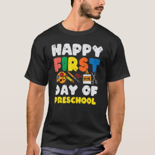 Camiseta Glue Happy Primeiro Dia De Menina Da Pré-Escola