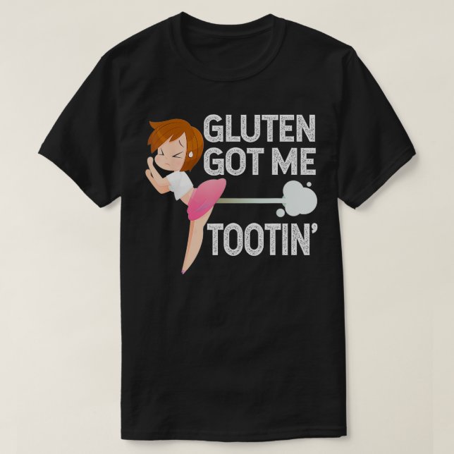Camiseta GLUTEN FEZ-ME TOOTIN Gluten Diet Gassy Fart (Frente do Design)