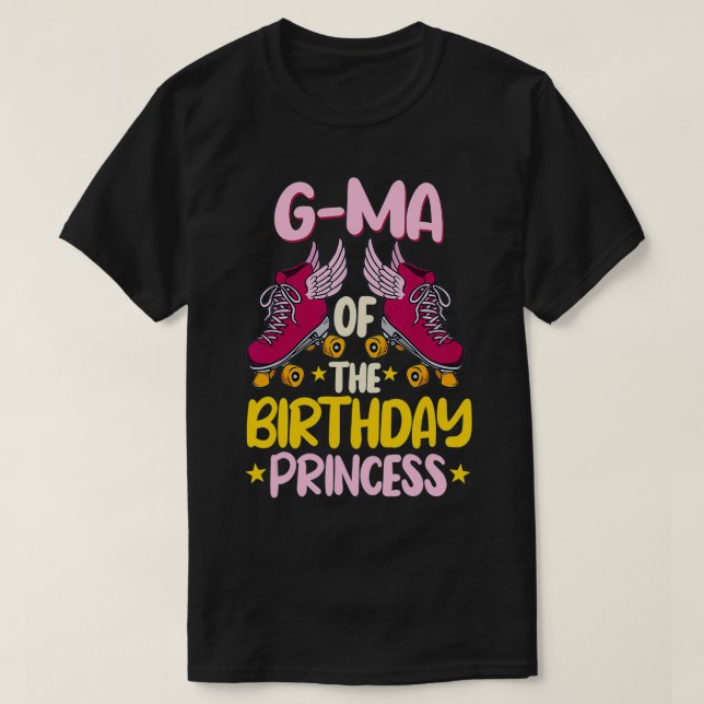 Camiseta GMa do Partido Birthday Princess Roller Skates (Frente do Design)