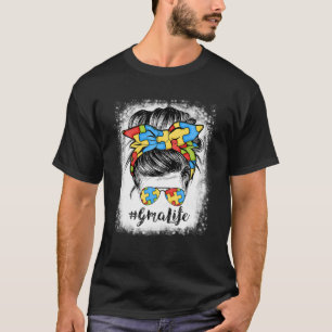 Camiseta Gma Life Messy Bun Hair Bandana Óculos Autismo