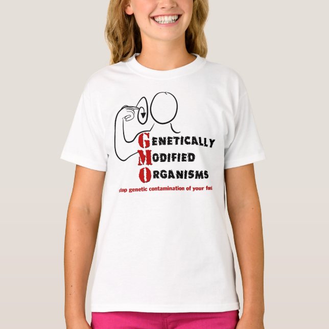 Camiseta GMO alterou Genetically os organismos loucos (Frente)