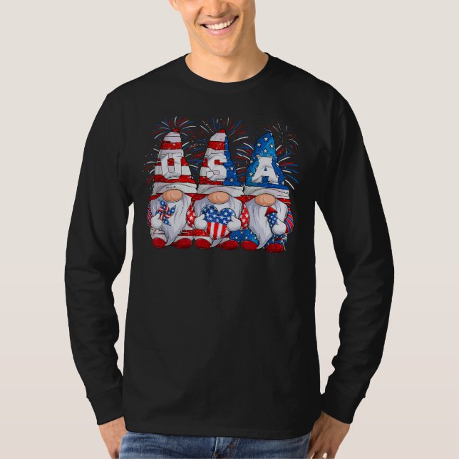 Camiseta Gnome   4th Of July Gnomes Patriotic American Flag (Frente)