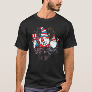 Camiseta Gnome American Flag 4 de julho Merica Men Woman U