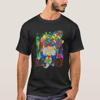 Camiseta Gnome Autismo Consciência Mês Gnome Quebra-cabeça 