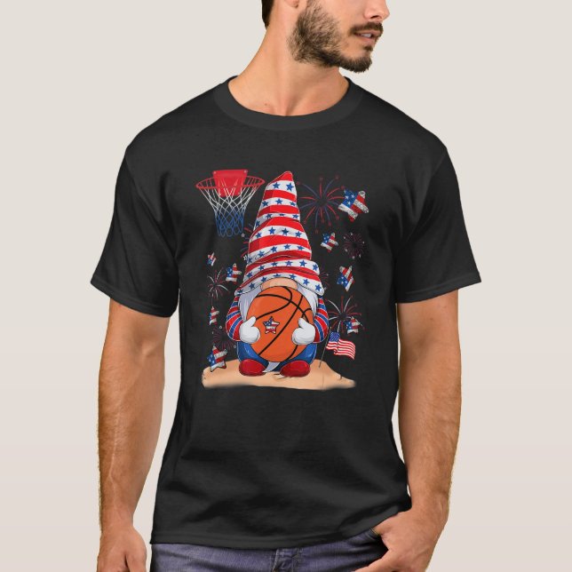 Camiseta Gnome Basketball 4th July Red White Blue Boys Kids (Frente)