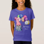 Camiseta Gnome Birthday Girl<br><div class="desc">Uma Camiseta Adorável De Nascimento Com Um Gnomo E Balões Que Leem Aniversário</div>